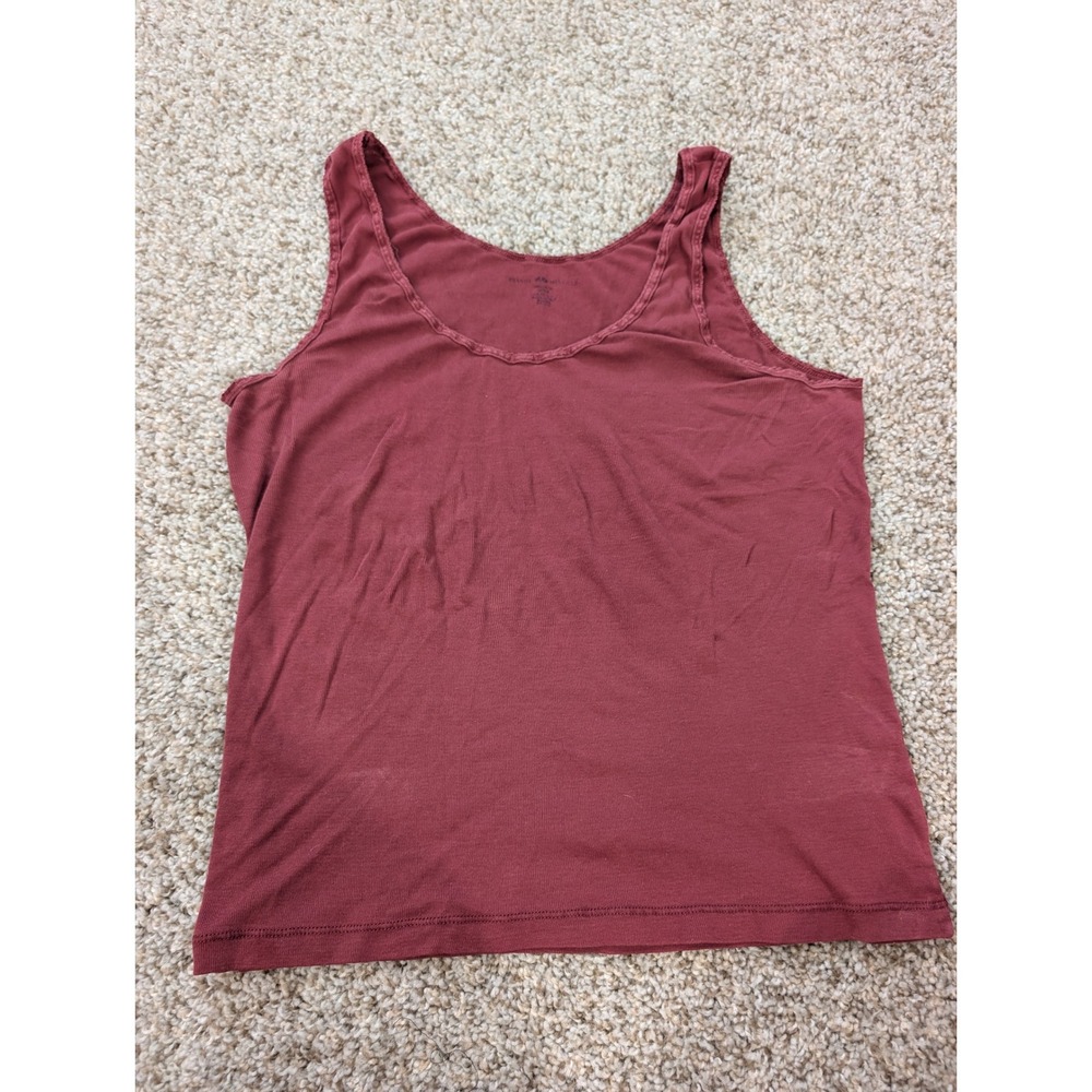 Brandy Melville Burgundy Ribbed Scoop Neck Cotton Tank Top Made in Italy OS